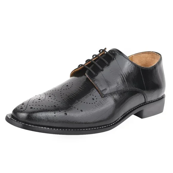 LIBERTYZENO Mens Perforated Toe EEL Print Genuine Leather Oxford Dress Shoes s-l400.jpg main image 2